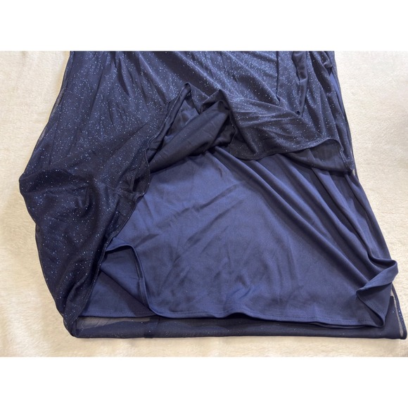 Alex Evenings Navy Blue Sparkle Off The Shoulder Ruched Gown 18W - Picture 6 of 11